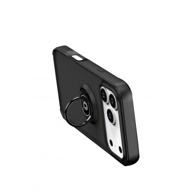 Mey İthalat®   iPhone 17 Pro Montreal Yüzüklü Silikon Kapak - Siyah