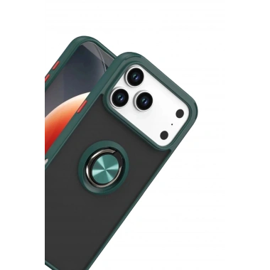 Mey İthalat®   iPhone 17 Pro Montreal Yüzüklü Silikon Kapak - Yeşil