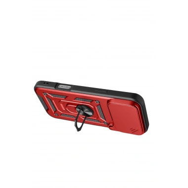 Mey İthalat®   iPhone 17 Pro Pars Lens Yüzüklü Silikon - Kırmızı
