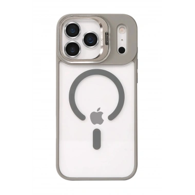 Mey İthalat®   iPhone 17 Pro Remim Lensli Magsafe Standlı Kapak - Titan Gri