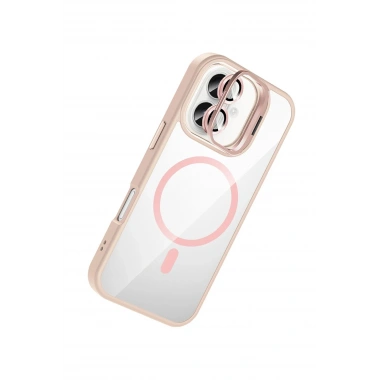 Mey İthalat®   iPhone 17 Remim Lensli Magsafe Standlı Kapak - Pembe