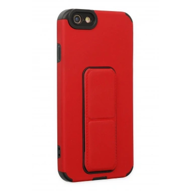Mey İthalat® iPhone 6 Kılıf Mega Standlı Silikon - Kırmızı