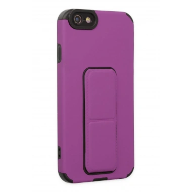 Mey İthalat® iPhone 6 Kılıf Mega Standlı Silikon - Mor