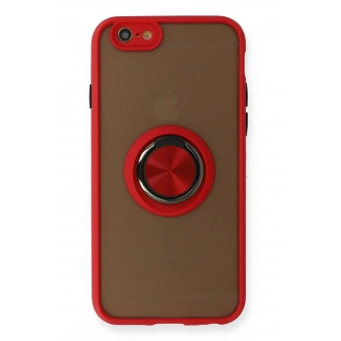 Mey İthalat®  iPhone 6 Kılıf Montreal Yüzüklü Silikon Kapak - Kırmızı