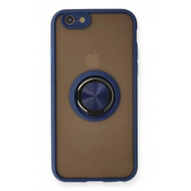 Mey İthalat®  iPhone 6 Kılıf Montreal Yüzüklü Silikon Kapak - Lacivert