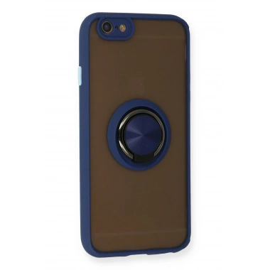 Mey İthalat®  iPhone 6 Kılıf Montreal Yüzüklü Silikon Kapak - Lacivert