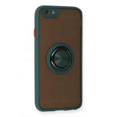 Mey İthalat®  iPhone 6 Kılıf Montreal Yüzüklü Silikon Kapak - Yeşil