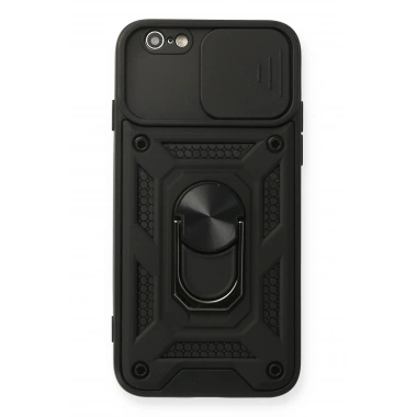 Mey İthalat®  iPhone 6 Kılıf Pars Lens Yüzüklü Silikon - Siyah