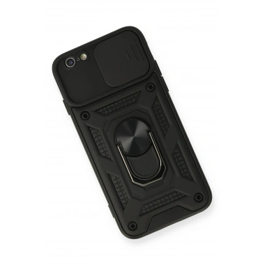 Mey İthalat®  iPhone 6 Kılıf Pars Lens Yüzüklü Silikon - Siyah