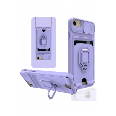 Mey İthalat®  iPhone 6 Kılıf Zuma Kartvizitli Yüzüklü Silikon - Lila