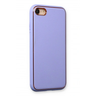 Mey İthalat®  iPhone 7 Kılıf Coco Deri Silikon Kapak - Açık Lila