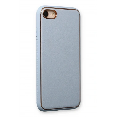 Mey İthalat®  iPhone 7 Kılıf Coco Deri Silikon Kapak - Açık Mavi