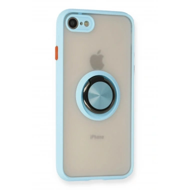Mey İthalat®  iPhone 7 Kılıf Montreal Yüzüklü Silikon Kapak - Buz Mavi