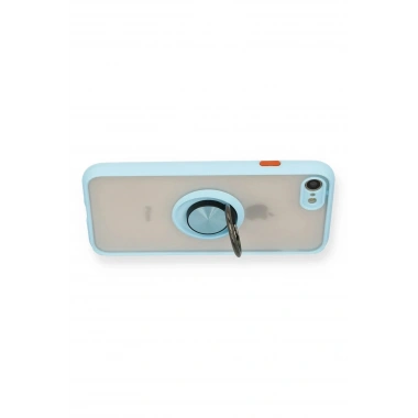Mey İthalat®  iPhone 7 Kılıf Montreal Yüzüklü Silikon Kapak - Buz Mavi