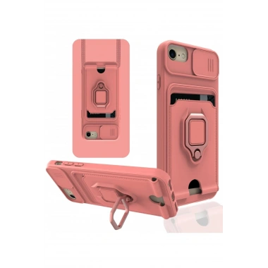 Mey İthalat®  iPhone 7 Kılıf Zuma Kartvizitli Yüzüklü Silikon - Pembe