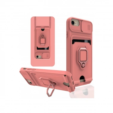Mey İthalat®  iPhone 7 Kılıf Zuma Kartvizitli Yüzüklü Silikon - Pembe