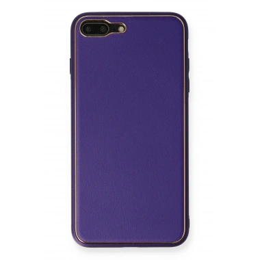 Mey İthalat®  iPhone 7 Plus Kılıf Coco Deri Silikon Kapak - Mor