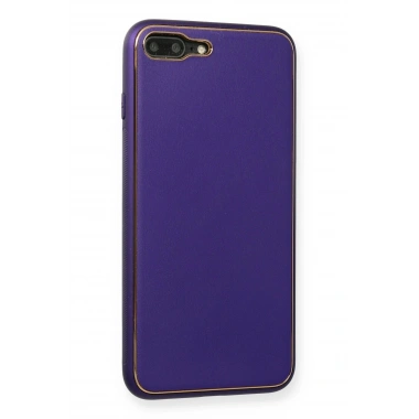 Mey İthalat®  iPhone 7 Plus Kılıf Coco Deri Silikon Kapak - Mor