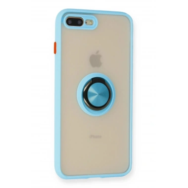 Mey İthalat®  iPhone 7 Plus Kılıf Montreal Yüzüklü Silikon Kapak - Buz Mavi