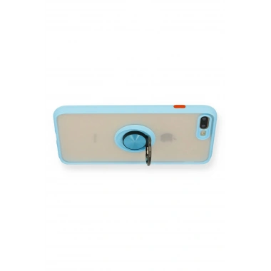Mey İthalat®  iPhone 7 Plus Kılıf Montreal Yüzüklü Silikon Kapak - Buz Mavi