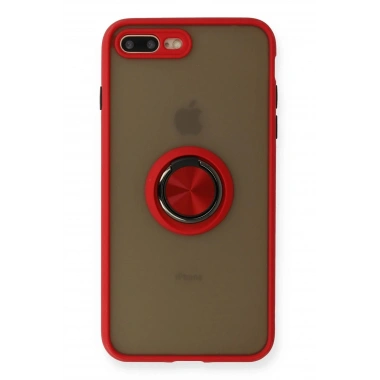 Mey İthalat®  iPhone 7 Plus Kılıf Montreal Yüzüklü Silikon Kapak - Kırmızı
