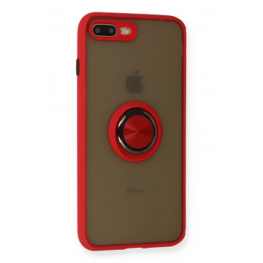 Mey İthalat®  iPhone 7 Plus Kılıf Montreal Yüzüklü Silikon Kapak - Kırmızı