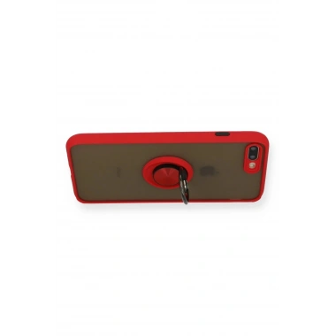 Mey İthalat®  iPhone 7 Plus Kılıf Montreal Yüzüklü Silikon Kapak - Kırmızı