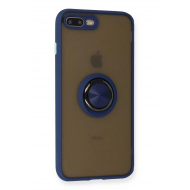 Mey İthalat®  iPhone 7 Plus Kılıf Montreal Yüzüklü Silikon Kapak - Lacivert