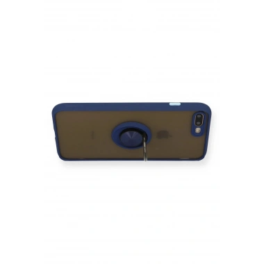 Mey İthalat®  iPhone 7 Plus Kılıf Montreal Yüzüklü Silikon Kapak - Lacivert