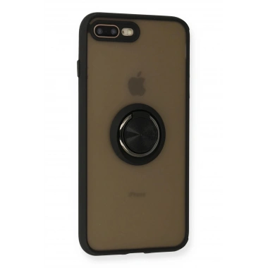 Mey İthalat®  iPhone 7 Plus Kılıf Montreal Yüzüklü Silikon Kapak - Siyah