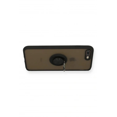 Mey İthalat®  iPhone 7 Plus Kılıf Montreal Yüzüklü Silikon Kapak - Siyah