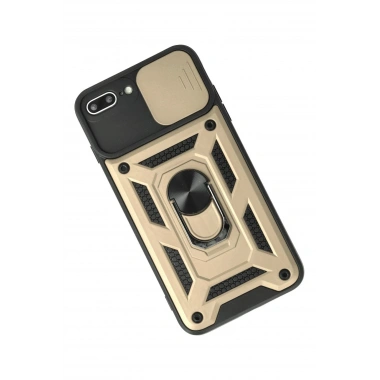 Mey İthalat®  iPhone 7 Plus Kılıf Pars Lens Yüzüklü Silikon - Gold