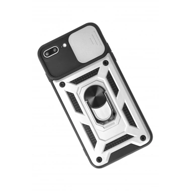 Mey İthalat®  iPhone 7 Plus Kılıf Pars Lens Yüzüklü Silikon - Gümüş