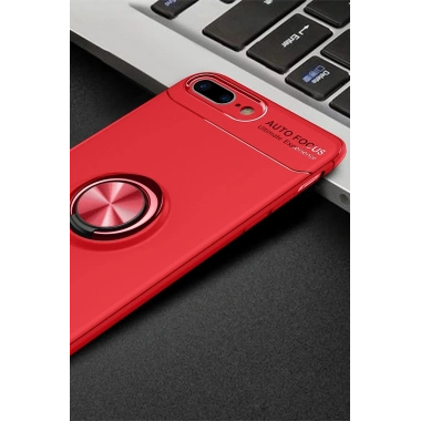 Mey İthalat® iPhone 7 Plus Kılıf Range Yüzüklü Silikon - Kırmızı