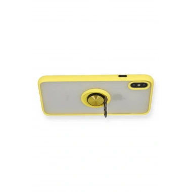 Mey İthalat®  iPhone X Kılıf Montreal Yüzüklü Silikon Kapak - Sarı