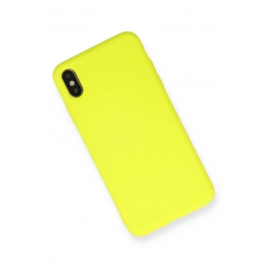 Mey İthalat®  iPhone X Kılıf Nano içi Kadife Silikon - Sarı