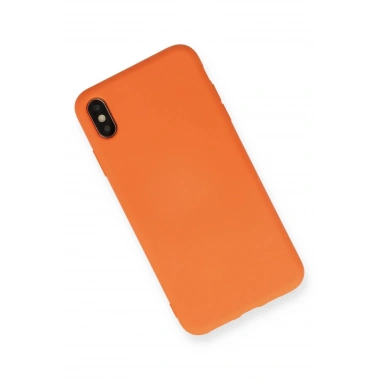 Mey İthalat®  iPhone X Kılıf Nano içi Kadife Silikon - Turuncu