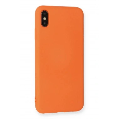 Mey İthalat®  iPhone X Kılıf Nano içi Kadife Silikon - Turuncu