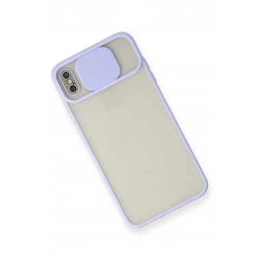 Mey İthalat® iPhone X Kılıf Palm Buzlu Kamera Sürgülü Silikon - Lila