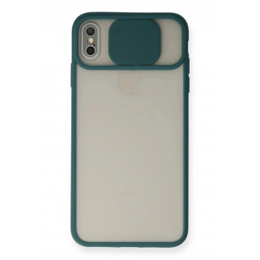 Mey İthalat® iPhone X Kılıf Palm Buzlu Kamera Sürgülü Silikon - Yeşil