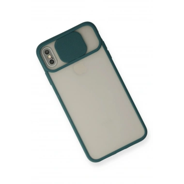 Mey İthalat® iPhone X Kılıf Palm Buzlu Kamera Sürgülü Silikon - Yeşil
