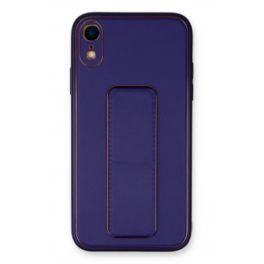 Mey İthalat®  iPhone XR Kılıf Coco Deri Standlı Kapak - Mor