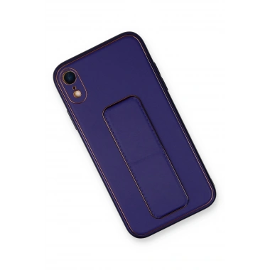 Mey İthalat®  iPhone XR Kılıf Coco Deri Standlı Kapak - Mor