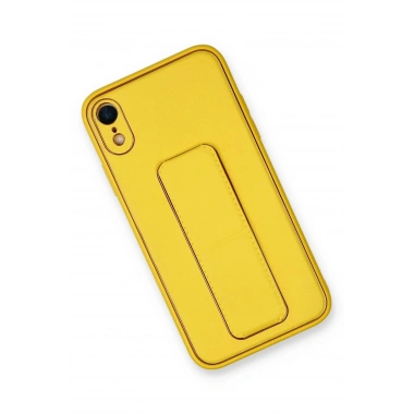 Mey İthalat®  iPhone XR Kılıf Coco Deri Standlı Kapak - Sarı