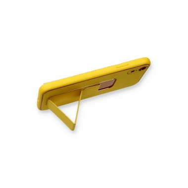 Mey İthalat®  iPhone XR Kılıf Coco Deri Standlı Kapak - Sarı