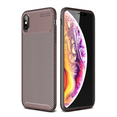 Mey İthalat®  iPhone XS Max Kılıf Auto Focus Karbon Kapak - Kahverengi