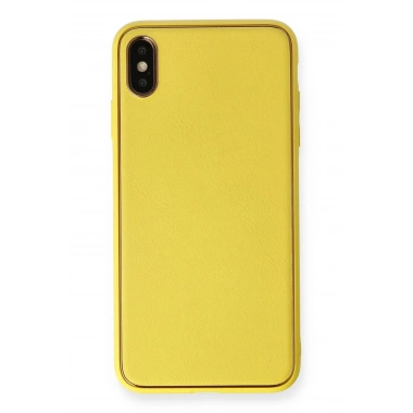 Mey İthalat®  iPhone XS Max Kılıf Coco Deri Silikon Kapak - Sarı