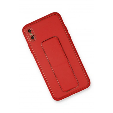 Mey İthalat®  iPhone XS Max Kılıf Coco Deri Standlı Kapak - Kırmızı
