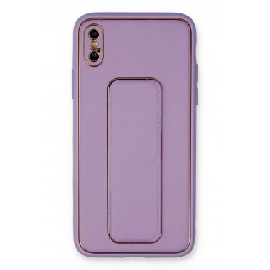 Mey İthalat®  iPhone XS Max Kılıf Coco Deri Standlı Kapak - Koyu Lila