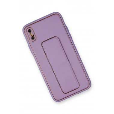 Mey İthalat®  iPhone XS Max Kılıf Coco Deri Standlı Kapak - Koyu Lila